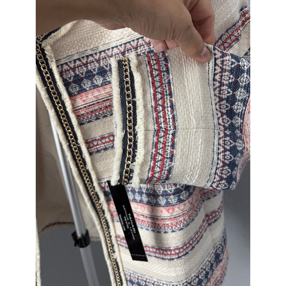 Tahari Cream Striped Tweed Open-Front Blazer Arthur S. Levine - Picture 8 of 16